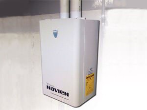 A tankless water heater in New Jersey -- installation in an attic space.